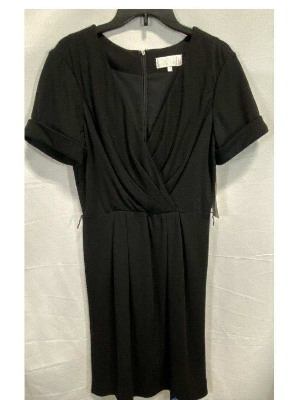 Badgley Mischka Black Draped V-Neck Sheath Dress Size 8 NWT Cocktail Mini